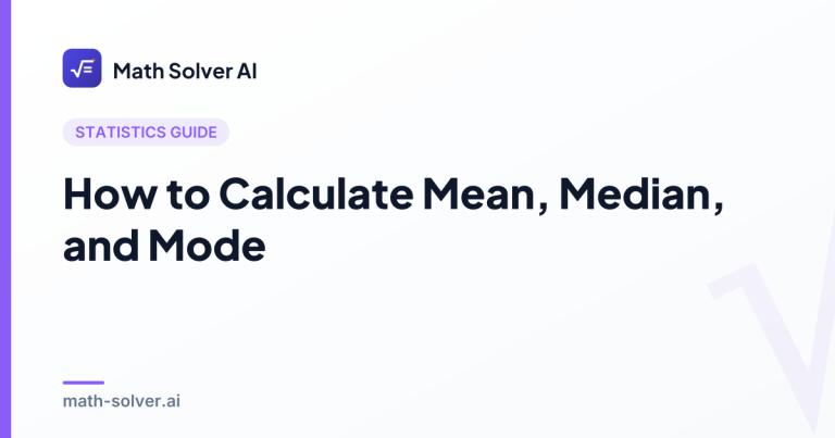 Worksheet showing the formulas and step-by-step calculations for finding the mean, median, and mode of a data set