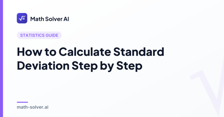 Step-by-step standard deviation calculation shown on paper, including the mean, squared deviations, the variance, and the final square root.