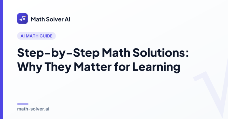 A student working through a step-by-step math solution on paper beside a laptop showing a free AI math solver