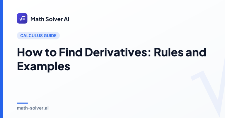 Notebook page showing derivative rules and a step-by-step worked example with the power rule, product rule, and chain rule