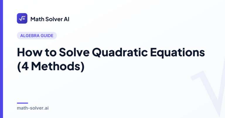 Worked example showing four methods to solve a quadratic equation: factoring, the square root property, completing the square, and the quadratic formula.